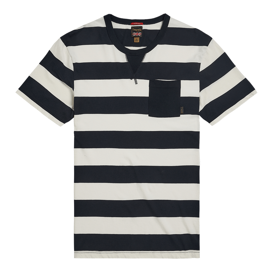 【GRAVER】25SS★ OF TEAM Stripe Short Sleeve Tee Bratt Striped Tee in Bone | Triumph Heritage